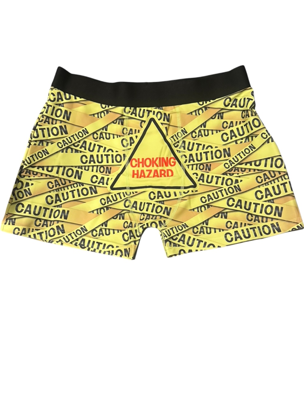 Caution Tape Print Boxer Briefs - Yellow & Black
